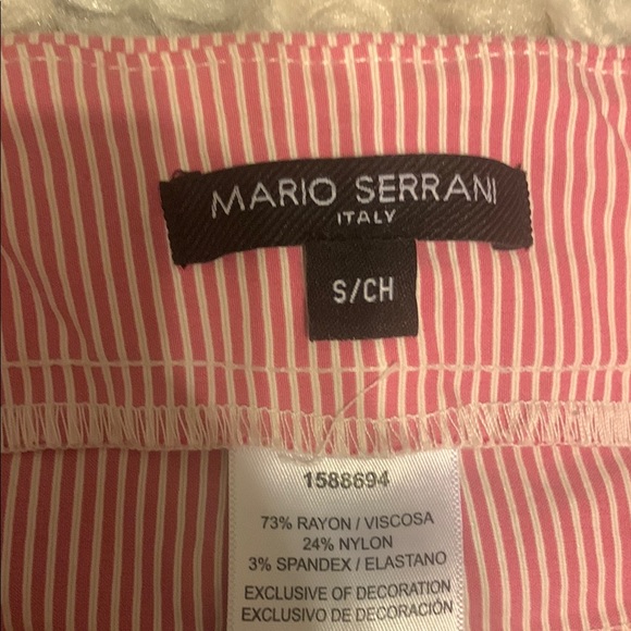 High Waisted Mario Serrani Pink and White Striped Capri Pants - Picture 2 of 4